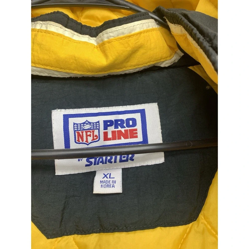 Vintage Pittsburgh Steelers Starter Jacket Mens XL Puffer Full Zip Up Hooded 90s